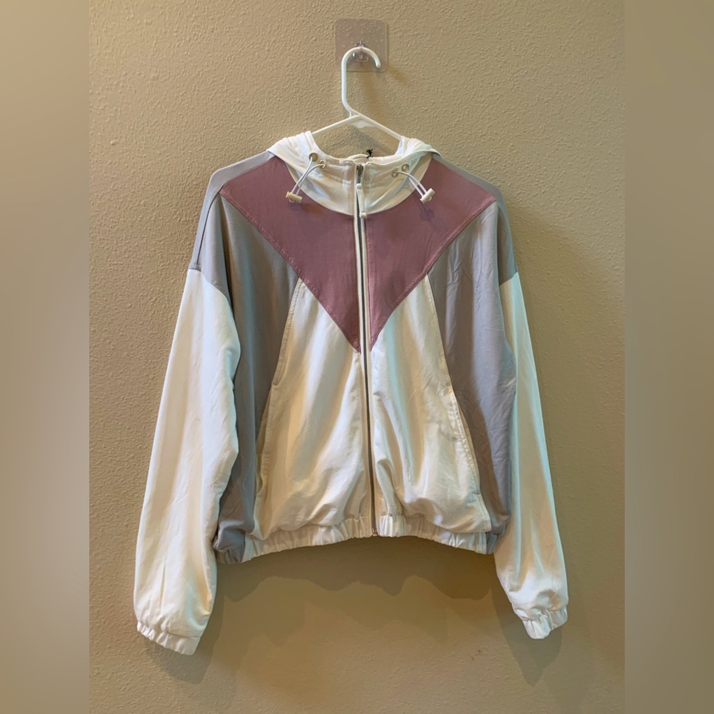 Zyia Cream Block Soft Zipper Hoodie. Lined. Size S. NWT
